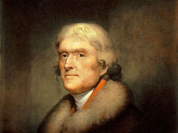 1805 Rembrandt Peale painting of Thomas Jefferson from New York Historical Society.