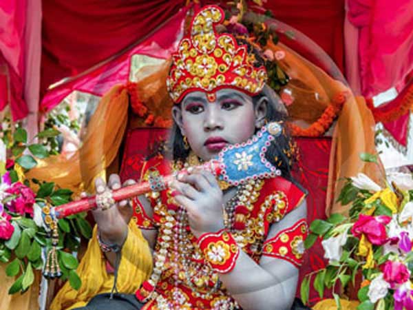 Celebrating Lord Krishnas birthday in Dhaka Bangladesh.