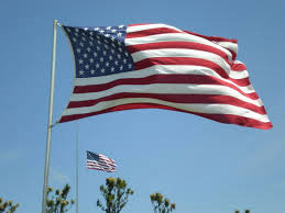 Large American Flag flying in the wind