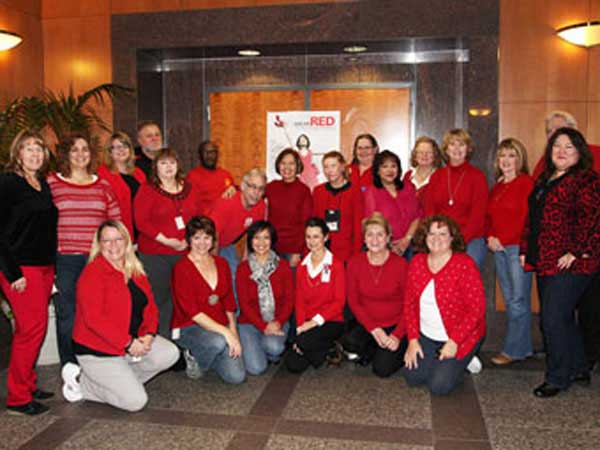 U.S. Army Corps of Engineers show support for heart health issues by wearing red for National Wear Red Day.