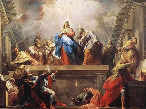 Painting by Jean II Restout of Pentecost done in 1732 currently in the Louvre Museum.