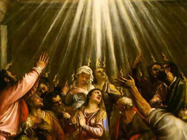 Painting of the Holy Spirit decending onto the Apostles.