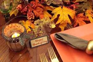Dinner place setting for Thanksgiving feast